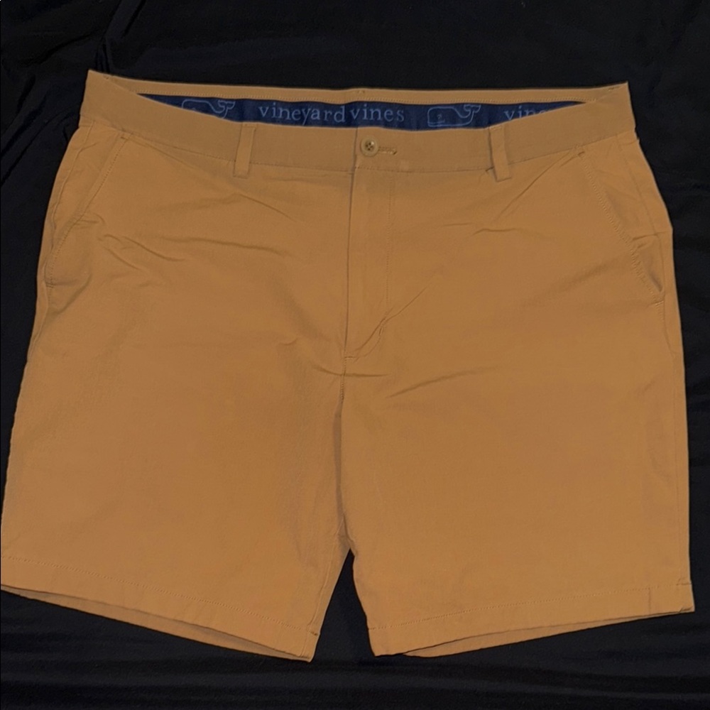 Vineyard Vines Performance Tan Flat Front Shorts